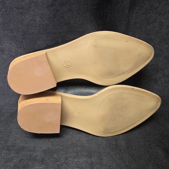 Cynthia Rowley Eddie Black Low Cut Ankle Bootie Faux Leather Chunky Heel Shoe - Picture 7 of 8